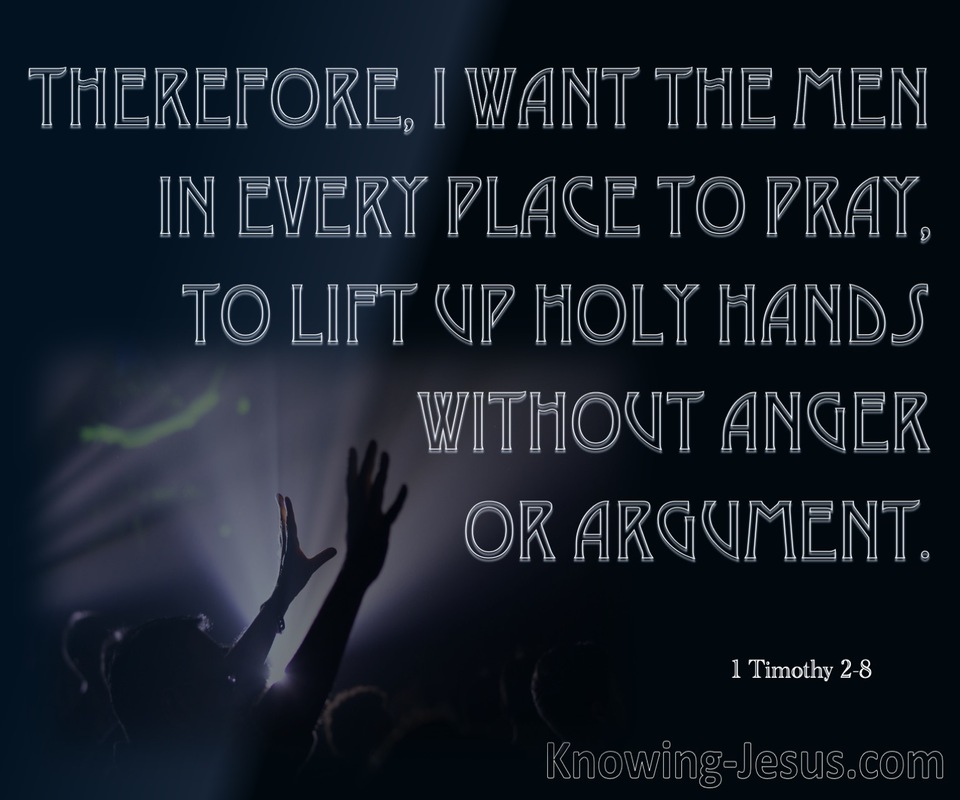 1 Timothy 2:8 Pray Lifting Up Holy Hands (navy)